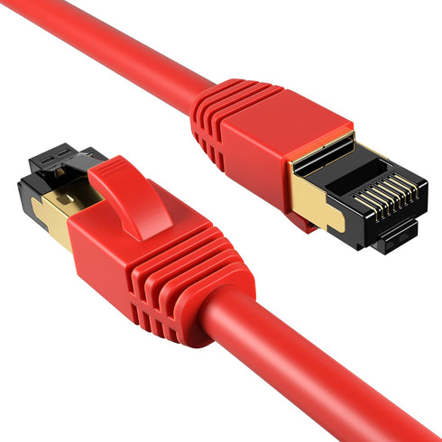 Cables Direct Online Cat8 Red 15FT SFTP Ethernet Patch Cable 40Gbps 2000Mhz Connection 26AWG Shielded Copper RJ45 Connectors for Modems, Routers, ...