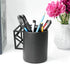 Pencil Holder, Leather Pen Cup for Desk (Round, Black)...