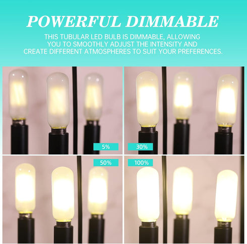 Frosted Light Bulbs E12 LED Bulb 40W Daylight White 4000K, Chandelier Light Bulb Frosted, E12 Candelabra Light Bulb 40 Watt Equivalent T6 Tubular ...
