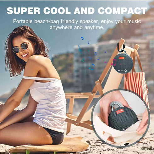 UrbanX Audience Series IPX7 Bluetooth Waterproof Speaker with Clip, 20H Playtime, Compact Speaker with Big Sound, Punchy Bass, Wireless for Beach,...
