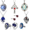 10 Set Replace The Vampire Daywalking Katherine Sapphire Crystal Pendant Necklaces Ring Elena Verbena Opening Charm Necklace Movie Jewelry Set Cos...