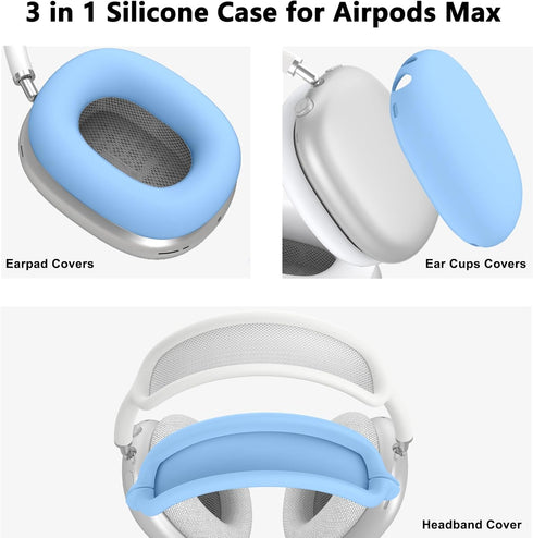 Silicone Case Cover for AirPods Max, Ear Pad Case Cover/Ear Cups Cover/Headband Cover for AirPods Max Headphones, Anti-Scratch Accessories Soft Si...