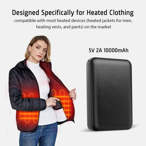 Heated Vest Battery Pack Power Bank 10000 mAh for Heated Jacket Heating Electric Vest Coat Hoodies for Man for Women...