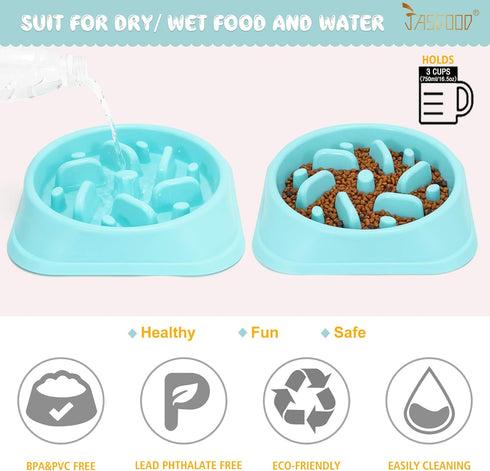 JASGOOD Slow Feeder Large Dog Bowls Slow Eating Pet Bowl Eco-Friendly Non-Toxic Preventing Choking Healthy Design Bowl for Large Dog Pet Stop Bloa...