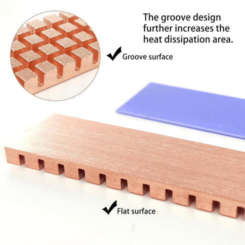 M.2 2280 SSD Heatsink Copper Kit, 67x18x4mm Cooler Heat Sink + Silicone Based Thermal Pad for Cooling M.2 SSD, NVME SSD, SSD...