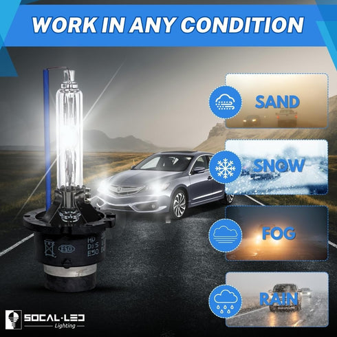 SOCAL-LED LIGHTING D4S 35W Xenon HID Headlight Bulbs - 10000K Deep Blue - 66440 42402 42402WX OEM High Low Beam Direct Replacement - Pack of 2...