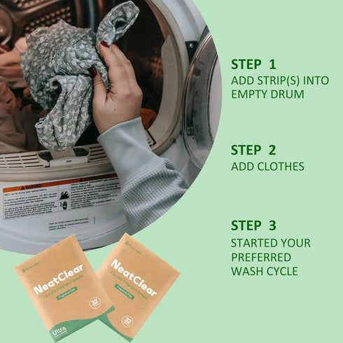 Eco Laundry Detergent Sheets - Travel Size Liquidless Soap Sheets - Fragrance Free (32 Loads) - Plastic Free Laundry Strips Eco Friendly NeatClear...
