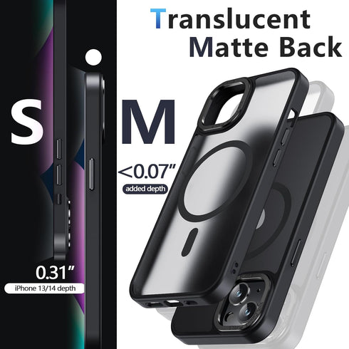 BaHaHoues for iPhone 13 Case iPhone 14 Case Compatible with MagSafe iPhone 13 Phone Case with Screen Protector, Translucent Matte Slim Shockproof ...