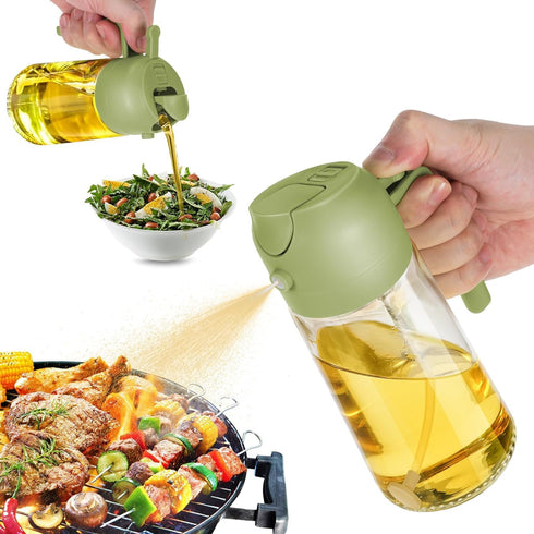 Oil Dispenser Bottle for Kitchen,2 in 1 Olive Oil Dispenser and Oil Sprayer,17oz/500ml Olive Oil Bottle,Oil Sprayer for Cooking,Premium Glass Oil ...