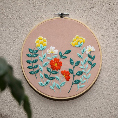 Meecaa Flowers Grass Leaves Embroidery Kit Starter Set, Hand Embroidery Set,Pattern Printed Cross Stitch Set for Beginner Adults, with Embroidery ...