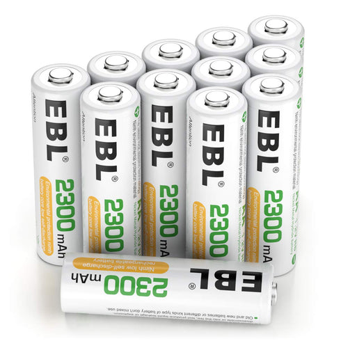 EBL Rechargeable AA Batteries, 2300mAh NiMH Precharged Home Basic Double AA Battery, Pack of 12...