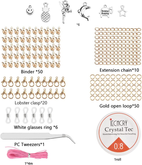 AUSTY 1042 Pcs DIY Bracelet Letter Beads Alphabet Beads Kit Bracelet Beads for Jewelry Making with Cord...