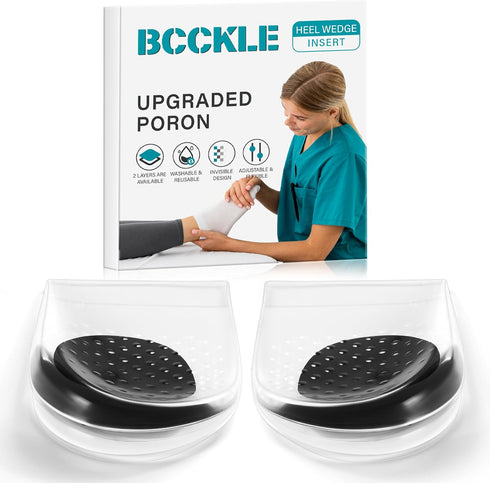 2Layers Adjustable Orthopedic Heel Wedge Inserts,Upgrade Poron Heel Pads Insoles,Max Anti-Shock Heel Cushion for Supination,Pronation Correction,B...