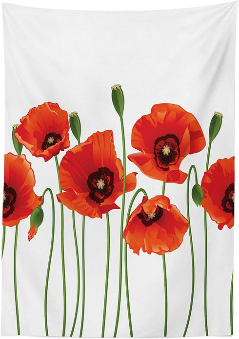 Ambesonne Floral Tablecloth, Poppies of Spring Season Pastoral Flowers Botany Bouquet Field Nature Theme Art, Rectangular Table Cover for Dining R...