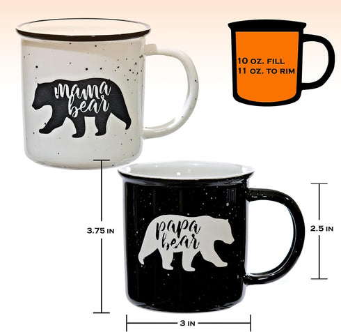 Mama Bear Papa Bear Mug Set of 2, Mom Dad Gift, Parents Couple Coffee Mug...