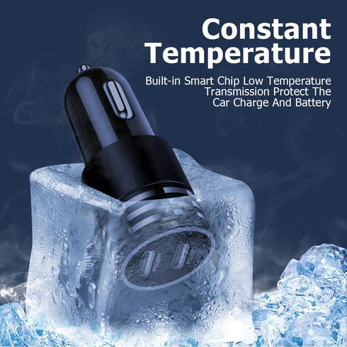 2Pack 60W USB Car Charger, 2 Ports Fast Charging Cigarette Lighter Adapter, Type C Mini Car Charger Adapter, Rapid Plug Power Delivery Compatible ...