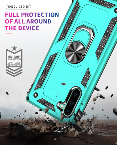 for Samsung Galaxy Note 10 Case, Note10 Case with HD Screen Protectors, Military-Grade Metal Ring Holder Kickstand 15ft Drop Tested Shockproof Cov...