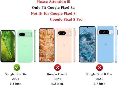 for Google Pixel 8A Case with Camera Lens Cover HD Screen Protector, Dual Layer Military-Grade Drop Tested Magnetic Ring Holder Kickstand Protecti...