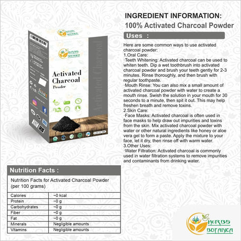 Activated Charcoal Powder Food Grade Natural Detoxifier for Digestive Health, Teeth Whitening, Face Masks, Natural Detoxification and Bug Bite Rel...