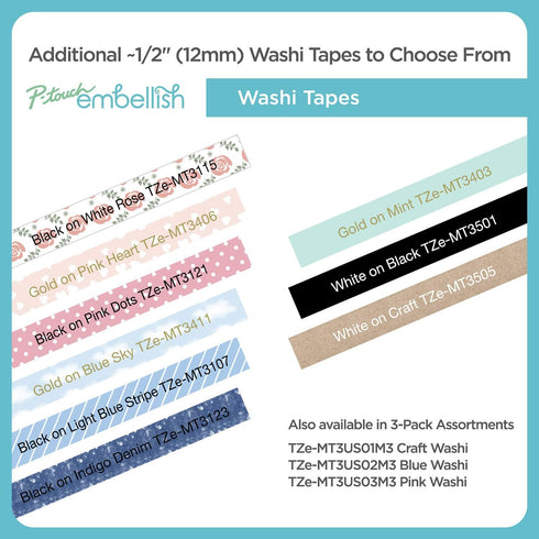 Brother P-touch Embellish Gold Print on Pink Satin Ribbon TZERE34 ~½” Wide x ~13.1’ Long for use with P-touch Embellish Ribbon & Tape Printer...