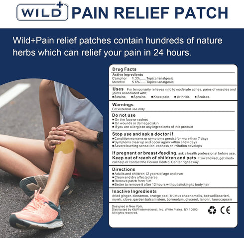 WILD+ Knee Pain Relief Patches, Warming Herbal Plaster for Knee Relief Patch, Natural Knee Patches Heat Patch for Pain Relief, Wormwood Pain Relie...