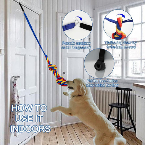 Dog Bungee Tug Toy Hanging Dog Rope Toy Indoor Outdoor Pull Interactive Toys with 1 DIY Chew Rope for Small Medium to Large Dogs...