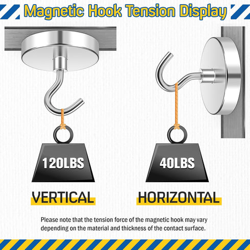 FINDMAG Magnetic Hooks 120lbs, Rare Earth Magnet Hooks Heavy Duty for Hanging, Neodymium Magnet with Hooks for Refrigerator, Home, Kitchen, Office...