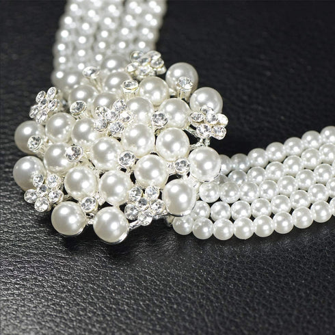 Audrey Hepburn Style Faux Pearl Necklace Set Strand Ear clip or Stud Pin on Earrings for selection Wedding Inspired by Breakfast at Tiffany's for ...