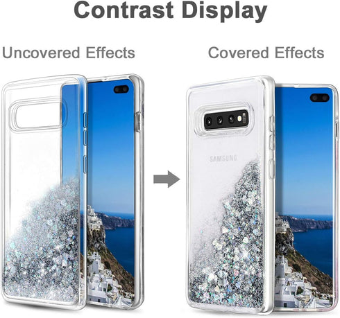 for Galaxy S10 Plus Case,Double Layer Design Bling Flowing Liquid Floating Sparkle Colorful Glitter Waterfall TPU Protective Phone Case for Galaxy...