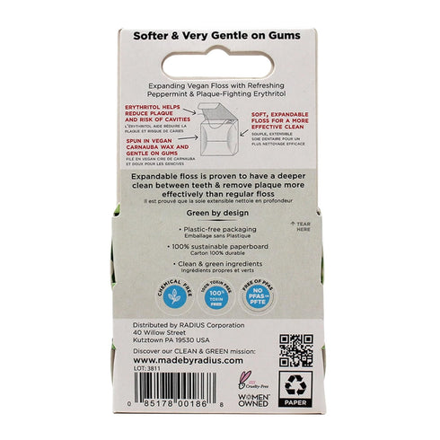 RADIUS Peppermint Dental Floss 55 Yards Vegan and Non-Toxic Oral Care Boost Total Tooth & Gum Protection Clear - Pack of 6...