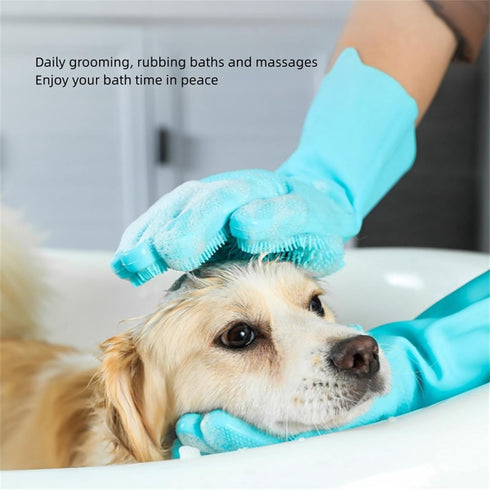Pet Bathing Gloves, Cat and Dog Bathing Artifacts, Pet Anti-Scratch and Anti-Bite Massage Gloves, Scrubbing Brush.Pet Bath Gloves. (Blue)...