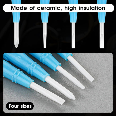 4Pcs Ceramic Screwdriver Adjusting Screwdriver Slotted Screwdriver Set Plastic Ceramic Screwdriver for High Frequency Circuit Adjustment...
