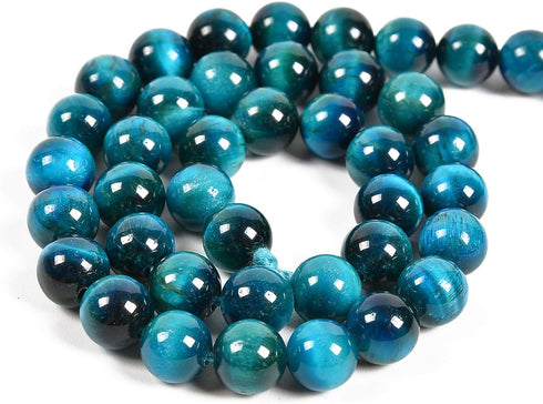 Nancybeads 60pcs 6mm Natural Aquamarine Tiger's Eye Gemstone Round Spacer Loose Stone Beads for Jewelry Making 15.5" 1 Strand (Aquamarine Tiger's ...