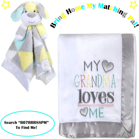30x40 Fleece Baby Nursery Blanket with Satin Trim for Boys, Girls, and Unknown Gender Baby (Grandma's Love)...