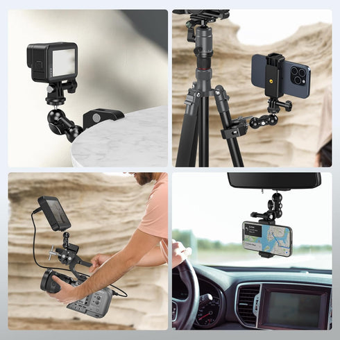 SMALLRIG Camera Mount Clamp Kit, Ball Head Magic Arm with Clamp, Super Clamp with Non-Slip Threads, for Gopro, Webcam, Camera, Phone, Monitor and ...