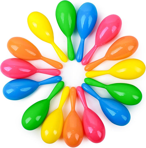 SALLYFASHION 15PCS Maracas for Kids, Plastic Maracas Mini Colorful Maracas Toy Noisemaker Musical Instruments for Toddlers Party Favors...