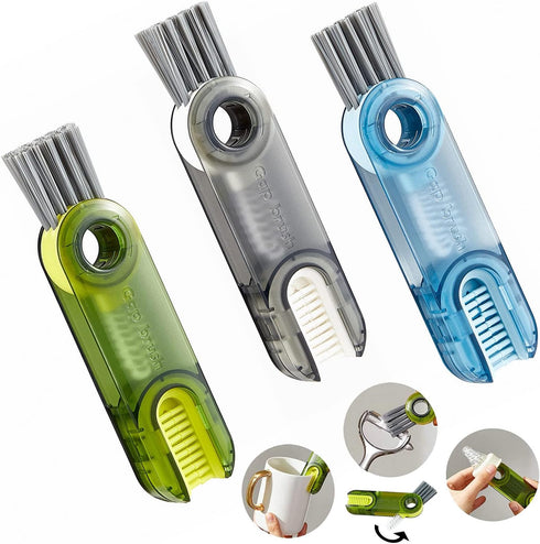 3 in 1 Multifunctional Cleaning Brush Tiny Bottle Cup Lid Brush Straw Cleaner Tools Multi-Functional Crevice Cleaning Brush Home Kitchen Cleaning ...