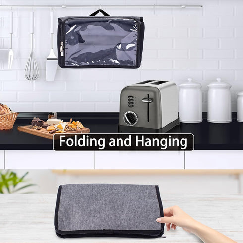 Toaster Cover with Base for 2 Slice Wide Slot, Dust Covers Compatible with Cuisinart 2 Slices, Toaster Bags with Zipper Closure (Cover Only)...