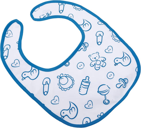 Littleforbig Cotton Waterproof Adult Babydoll Bib with Adjustable Hook-and-Loop Fastener Closure Printed 2 Packs - Nursery Blue and Pink Adult Bib...