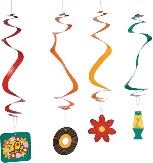 Fun Express - 30" 70s Party Hanging Swirl Decorations - Spirals & Swirls for Fun Retro Party Decor - Perfect for Celebrations & Themed Events - 12...