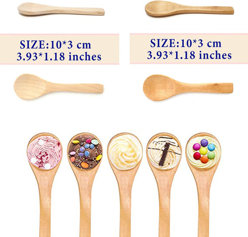 Small Mini Wooden Spoons 50 PCS for Body Scrubs/Sugar Scrubs/Spices/Ice Cream/Bath Salts, 3.93inch...