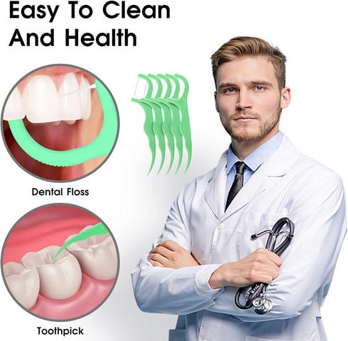 Dental Floss Picks 100 Count,Tooth Picks Thread Flossers Easy Grip Handle for Adults kids Teeth Cleaning, Unflavored Toothpick Stick Soft,Tight Sp...