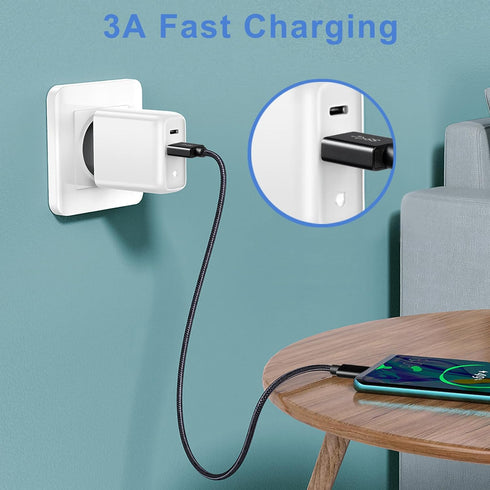 Vortex PD10GB3A-2-2-BLACK Type-C Data Cable 3A fast charging USB3.2 universal Mobile phone Tablet Nylon braid USB charging cable (2 pcs pack)(BLAC...