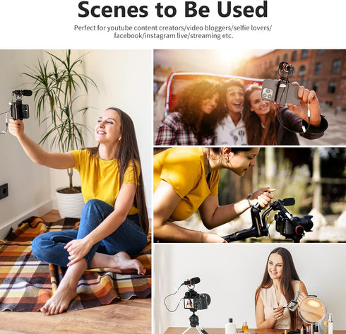 Neewer Video Microphone for Phone, On Camera Mic Kit with Black Pro Shock Mount Compatible with iPhone Android Smart Phones DSLR Camera Tablet (iP...