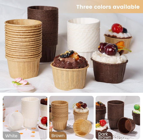Parchment Brown Cupcake Liners 100pcs Standard Size, Muffin Baking Wrapping Packaging Cups,Holders Paper, Heavy Duty Greaseproof Wrappers for Wedd...