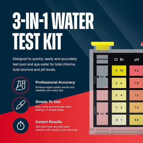 East Bay 3-in-1 Water Test Kit for Swimming Pools & Spas | Water Chemical Test Kit for pH, Chlorine and Bromine...