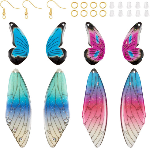 16Pcs Butterfly Earring Making Kit Acrylic Butterfly Wing Charms Colorful Fairy Wing Pendants Boho Butterfly Wing Charms & Jump Rings Earring Hook...