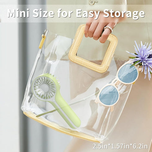 BDXXJ DABAIHQ Mini Portable Fan with Base, Small Handheld Fan with 3 Speeds, USB Rechargable, Battery Operated Personal Fan, Pocket Lash Fan for T...