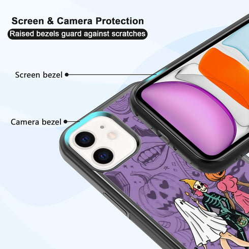 Halloween Women Spooky Ghost Phone Case Fit for iPhone 11, TPU Shockproof Protective iphone Case Eyeball Bat Bones Phone Cover Gift for Boy Girl M...