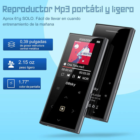 32GB MP3 Player with Bluetooth 5.0, Portable Lossless Sound Music Player for Kids with FM Radio, Speaker, Voice Recorder, Touch Buttons, Supports ...